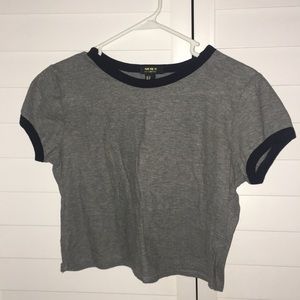 Gray t shirt with black cuffs